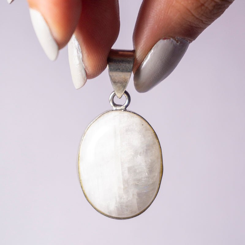 MantraMani Moonstone Crystal Pendant - Energized Vedic Gemstone Jewelry - MantraMani