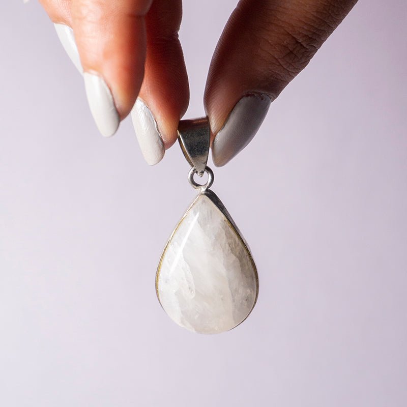 MantraMani Moonstone Crystal Pendant - Energized Vedic Gemstone Jewelry - MantraMani