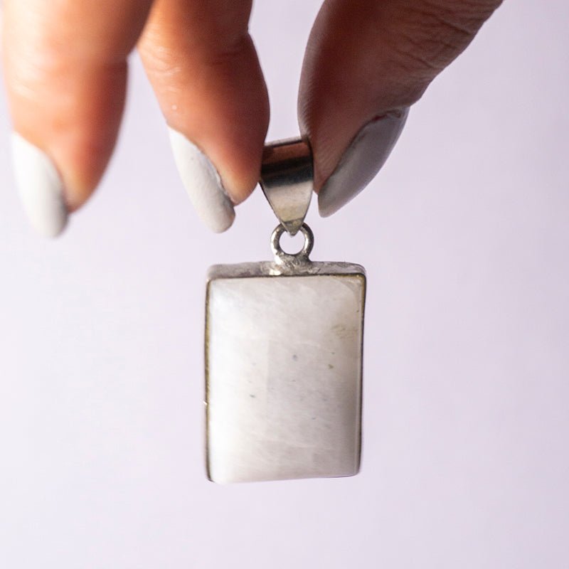 MantraMani Moonstone Crystal Pendant - Energized Vedic Gemstone Jewelry - MantraMani