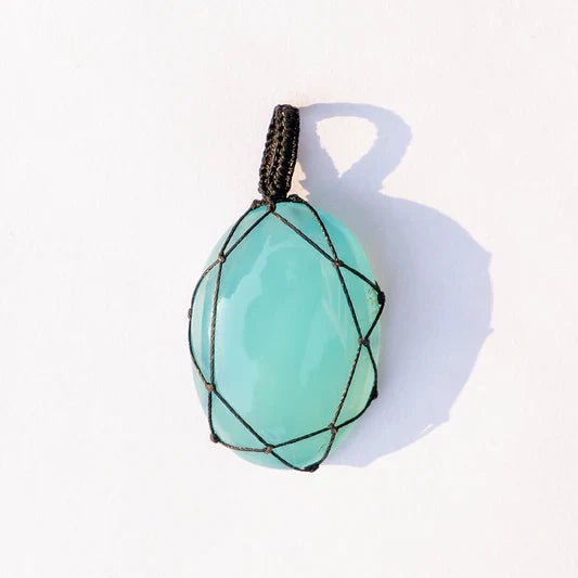 MantraMani Aqua Onyx Crystal Crochet Pendant
