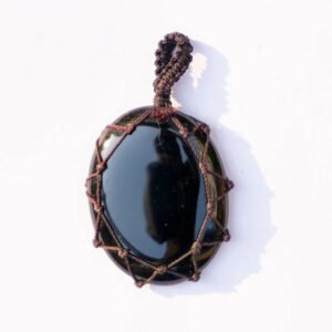 MantraMani Black Onyx Crystal Crochet Pendant