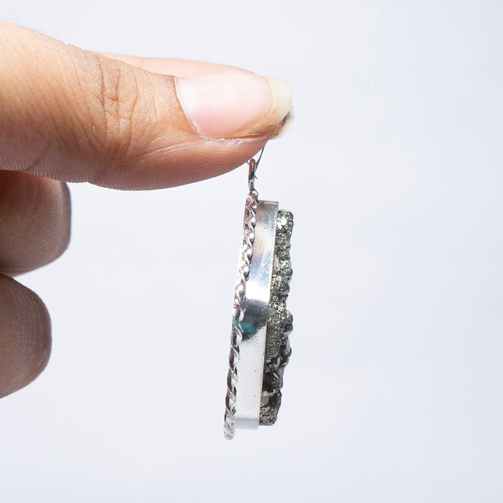MantraMani Pyrite Crystal Fancy Pendant - Energized Vedic Gemstone Jewelry - MantraMani