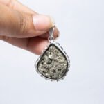 MantraMani Pyrite Crystal Fancy Pendant - Energized Vedic Gemstone Jewelry - MantraMani