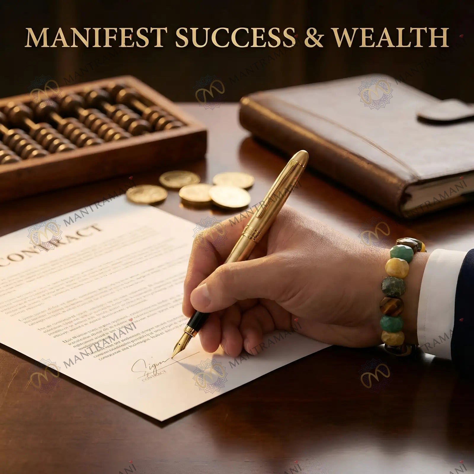 MantraMani Dhan Vriddhi Oval Faceted Money Magnet Bracelet - Energized Vedic Gemstone Jewelry - MantraMani