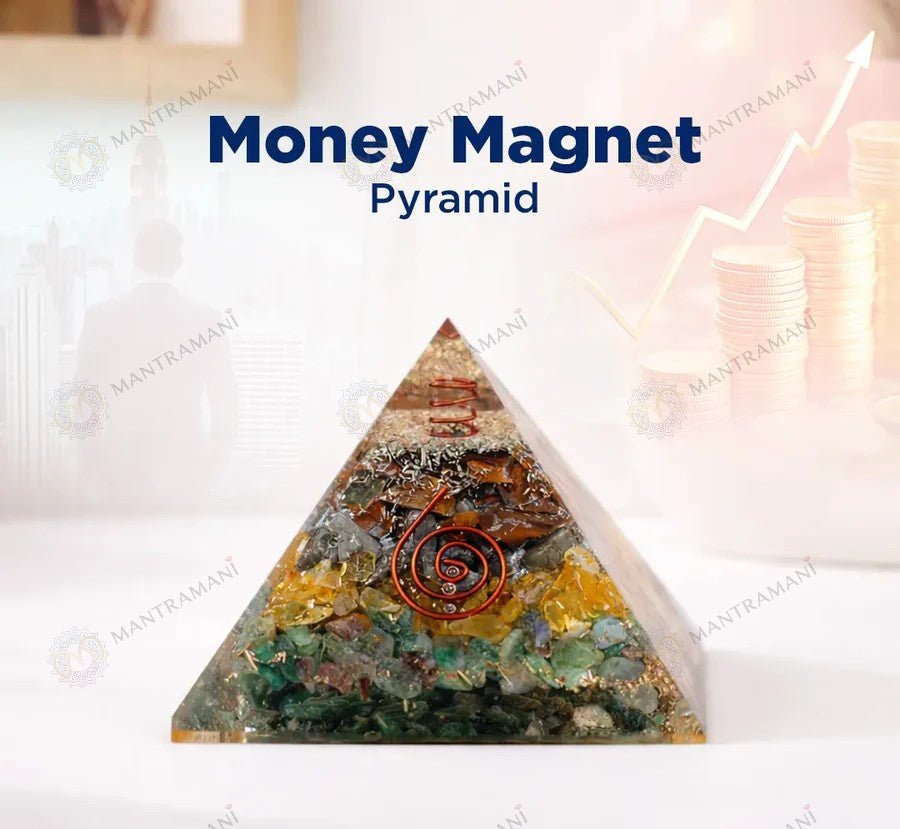 MantraMani Dhan Vriddhi Pyramid — Pyrite Money Magnet for Wealth, Abundance & Financial Growth, Business Success & Cash Flow