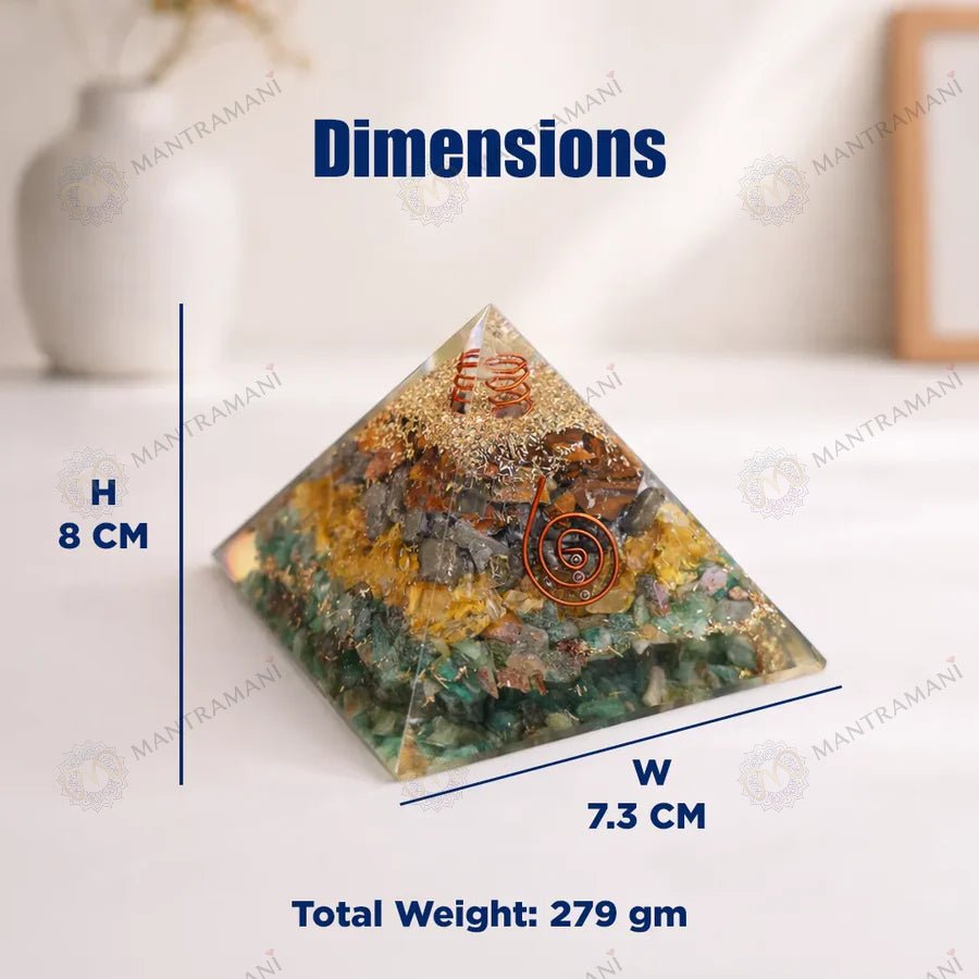 MantraMani Dhan Vriddhi Pyramid  Pyrite Money Magnet for Wealth, Abundance & Financial Growth, Business Success & Cash F...