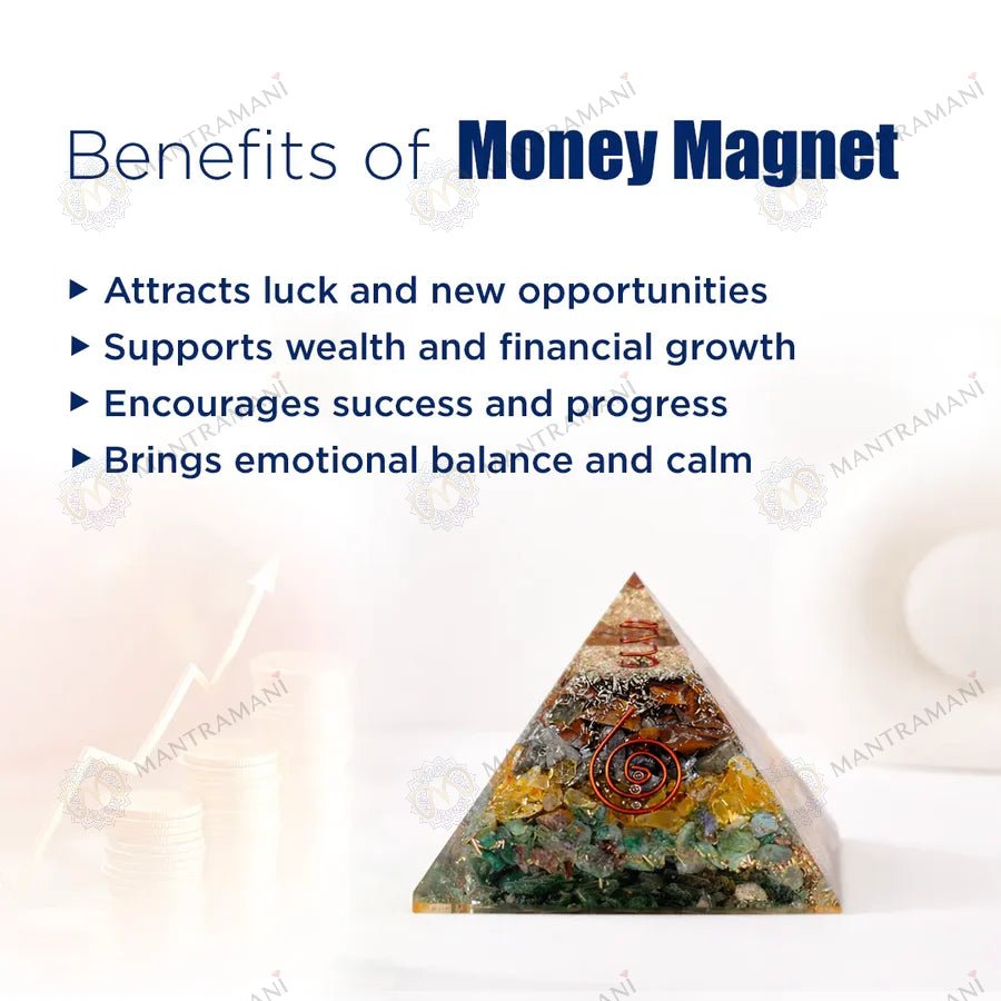 MantraMani Dhan Vriddhi Pyramid  Pyrite Money Magnet for Wealth, Abundance & Financial Growth, Business Success & Cash F...
