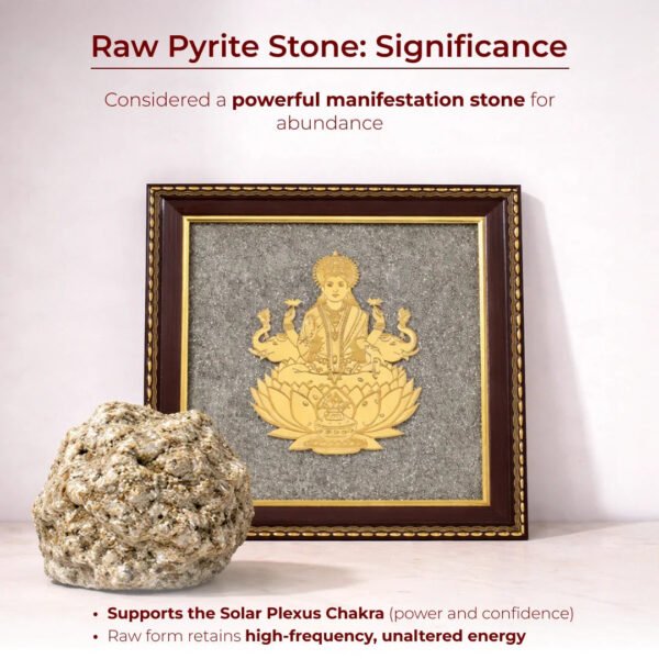 MantraMani Goddess of Wealth & Fortune Gajalakshmi Raw Pyrite Frame