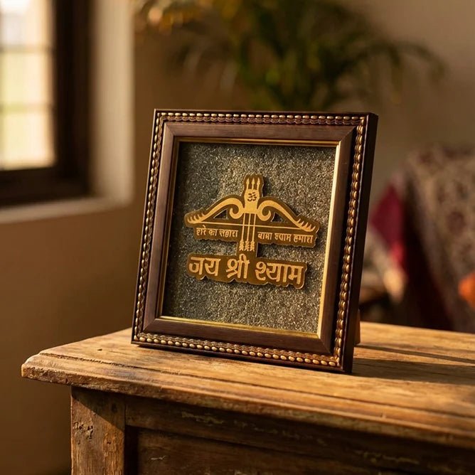 MantraMani® Baba Shyam Ji on Raw Pyrite Frame