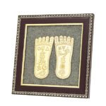 MantraMani® Raw Pyrite Frame with Goddess Laxmi Charan Paduka with FREE Raw Pyrite Stone