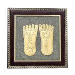 MantraMani® Raw Pyrite Frame with Goddess Laxmi Charan Paduka with FREE Raw Pyrite Stone