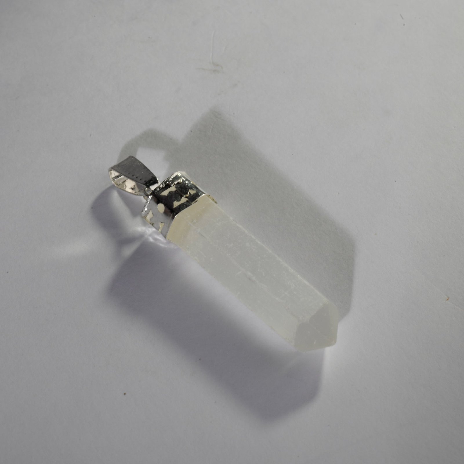 MantraMani Selenite Crystal Point Pendant - Natural Crystal Jewelry for Clarity, Spiritual Wellness & Elegant Style