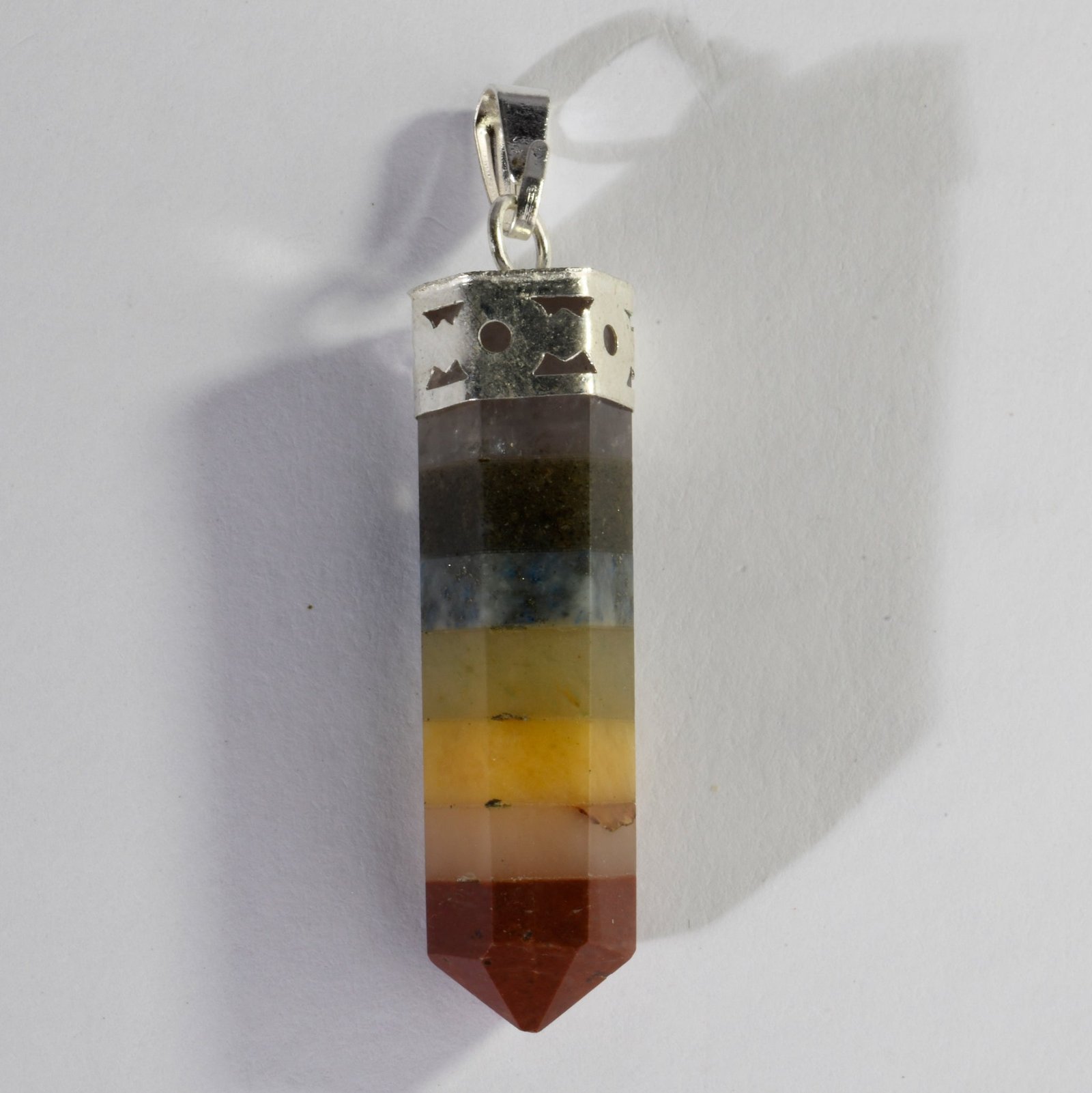 MantraMani Seven Chakra Crystal Point Pendant - Natural Chakra Healing Pendant for Balance, Meditation & Spiritual Wellness