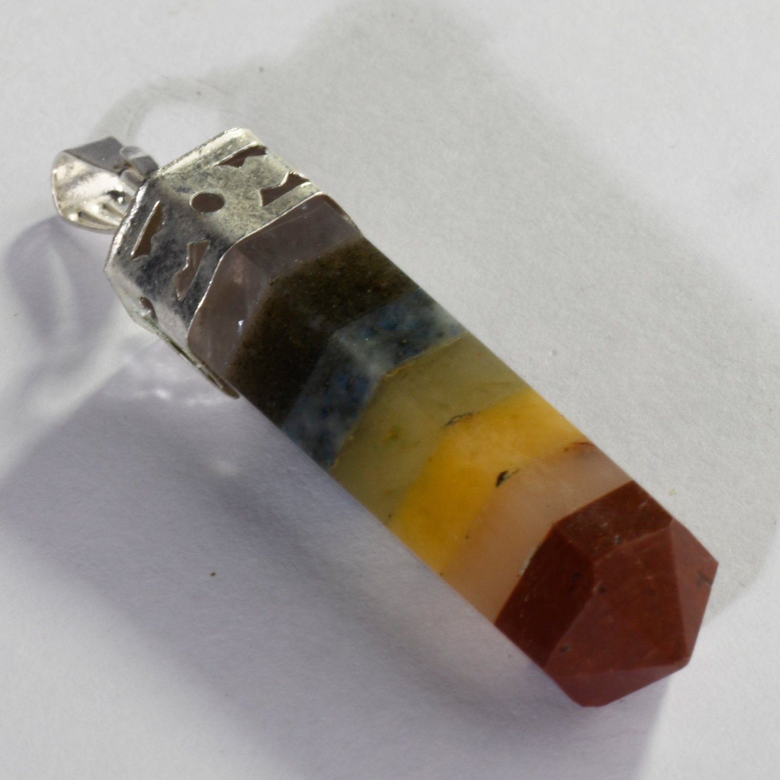 MantraMani Seven Chakra Crystal Point Pendant - Energized Vedic Gemstone Jewelry - MantraMani