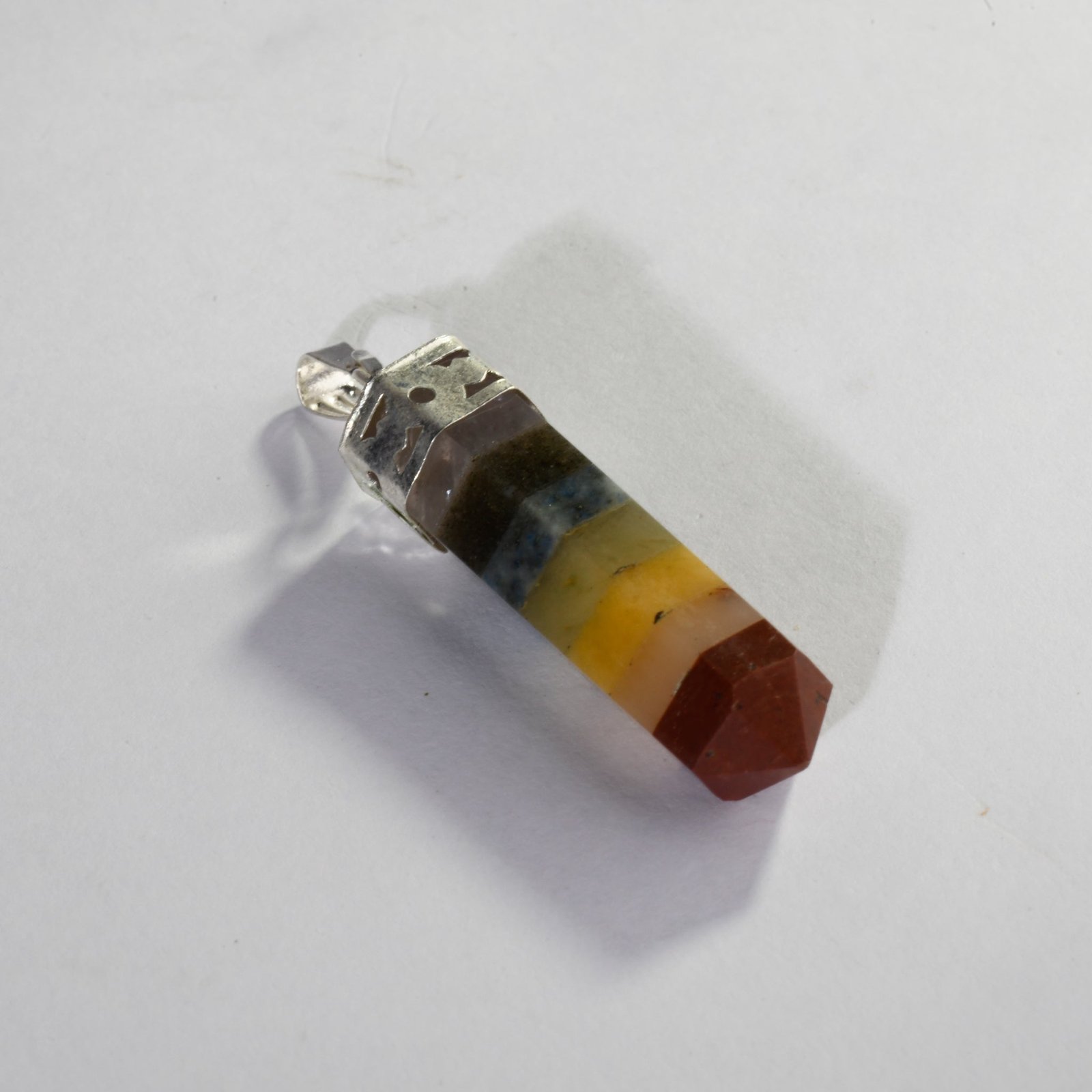 MantraMani Seven Chakra Crystal Point Pendant - Natural Chakra Healing Pendant for Balance, Meditation & Spiritual Wellness