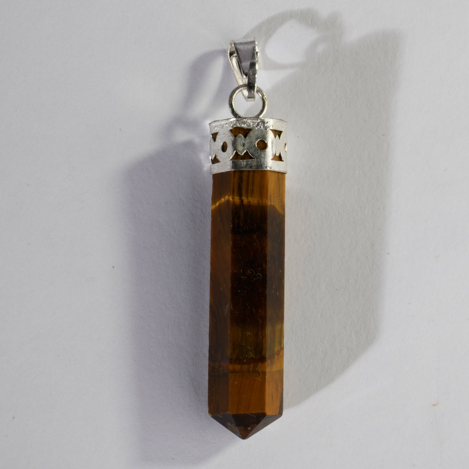 MantraMani Tiger’s Eye Crystal Point Pendant - Natural Gemstone Pendant for Confidence, Focus & Crystal Jewelry