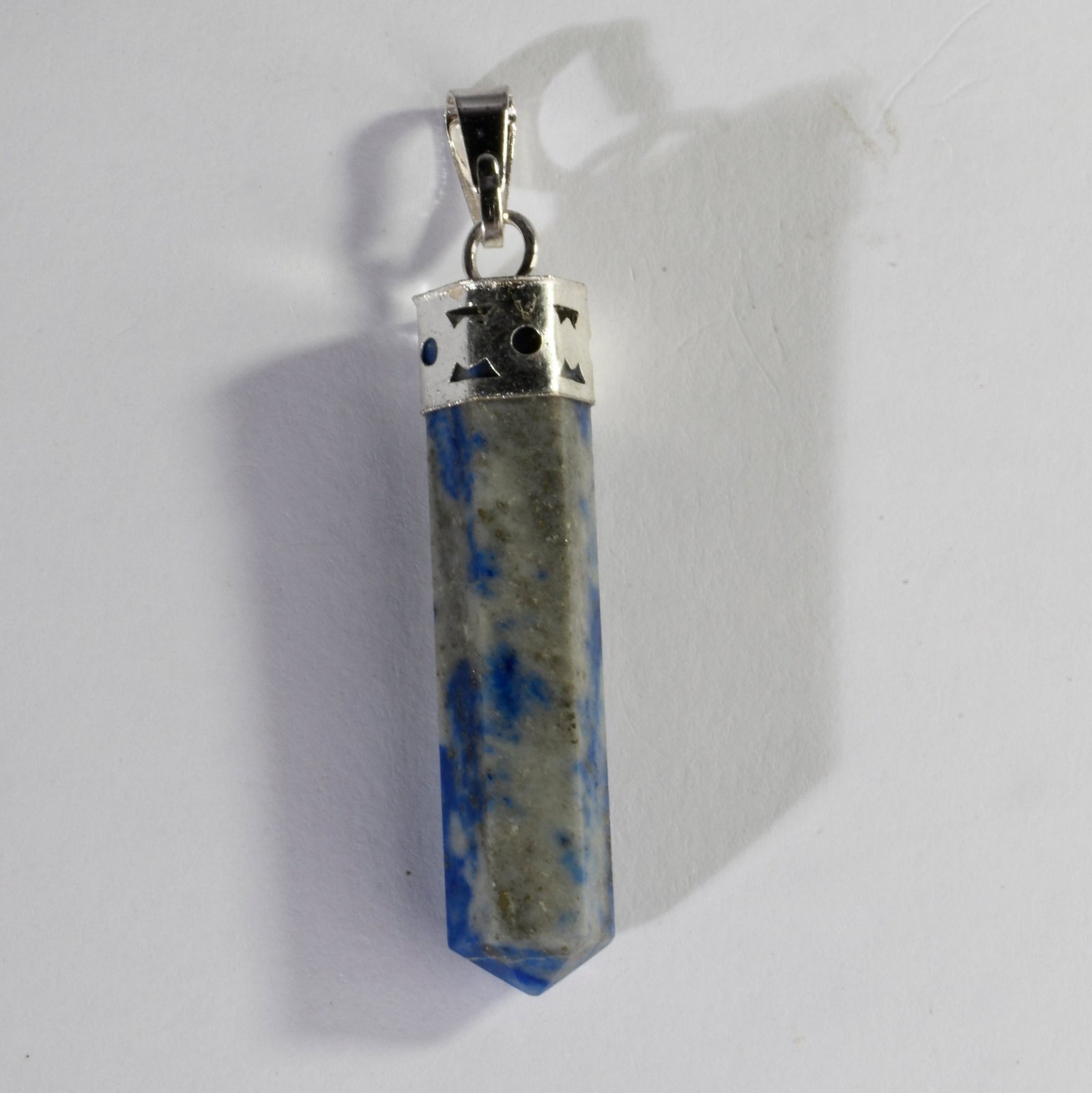 MantraMani Lapis Lazuli Crystal Point Pendant - Natural Gemstone Pendant for Wisdom, Intuition & Crystal Jewelry