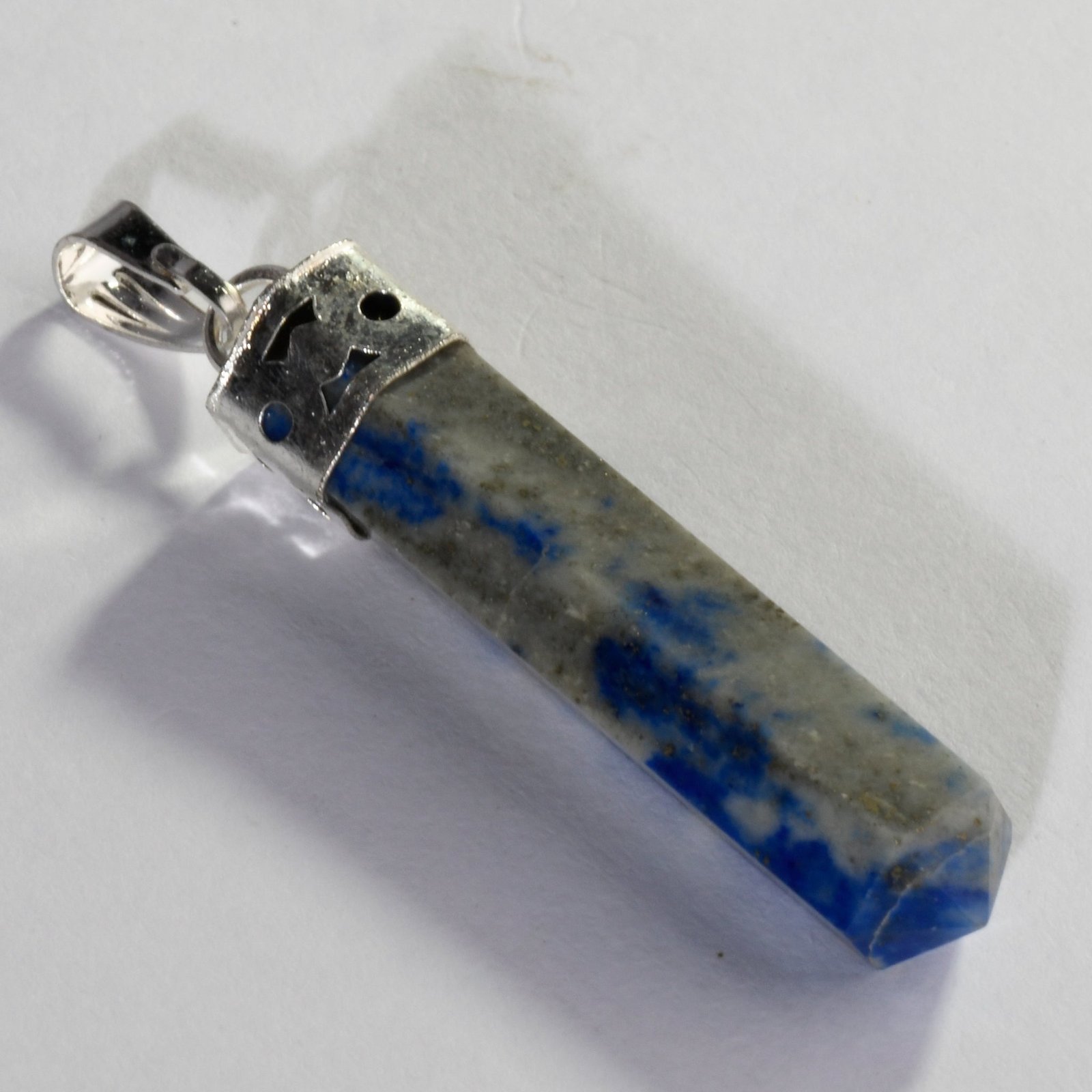 MantraMani Lapis Lazuli Crystal Point Pendant - Energized Vedic Gemstone Jewelry - MantraMani