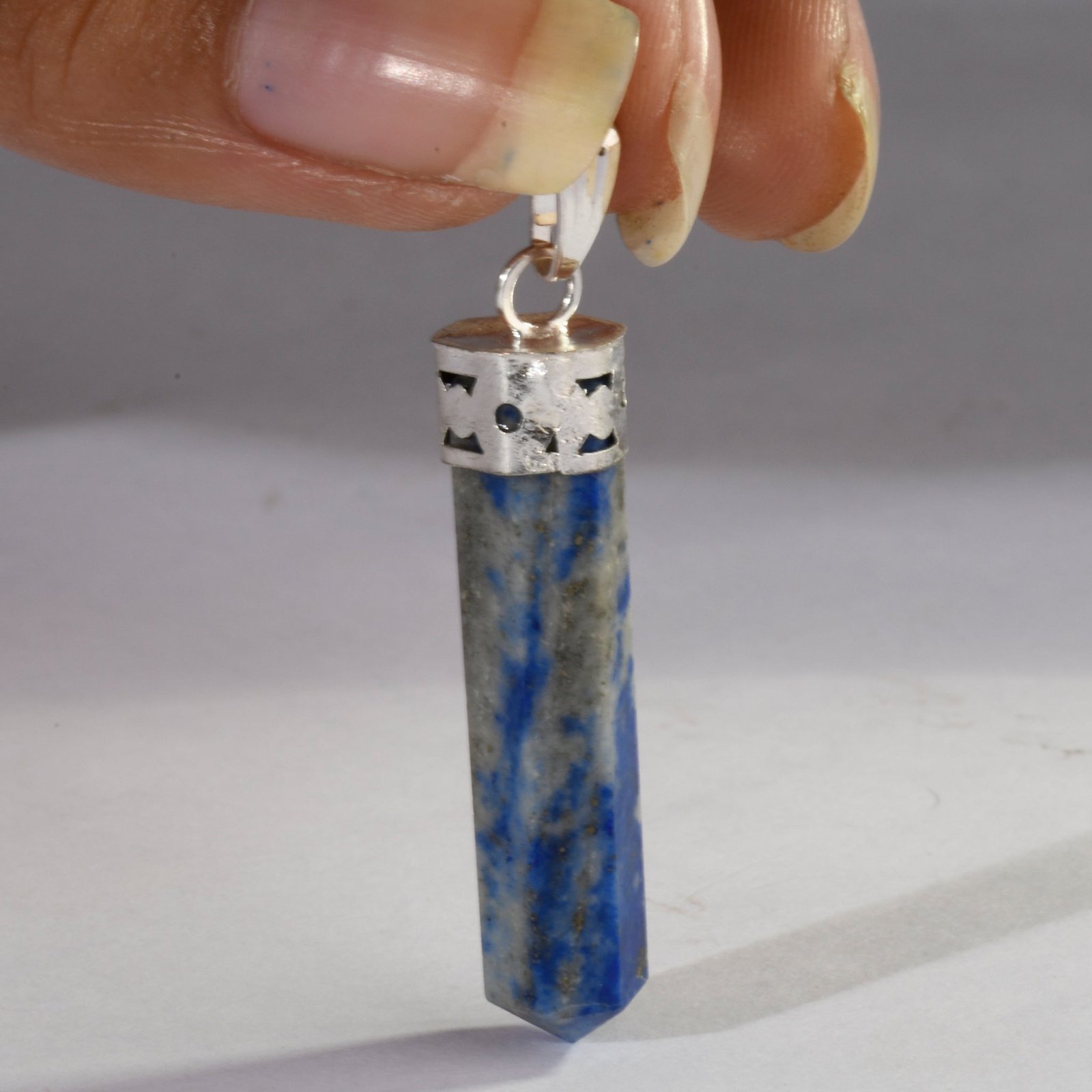 MantraMani Lapis Lazuli Crystal Point Pendant - Energized Vedic Gemstone Jewelry - MantraMani