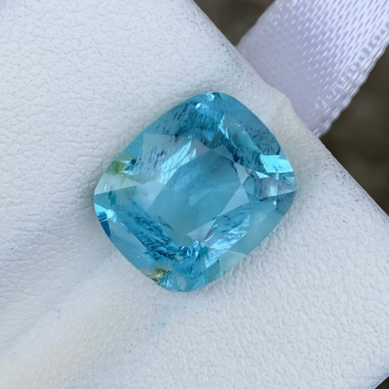 MantraMani 4.07 Carat Blue Aquamarine Cushion Cut Natural Loose Gemstone - Imported - Brazil