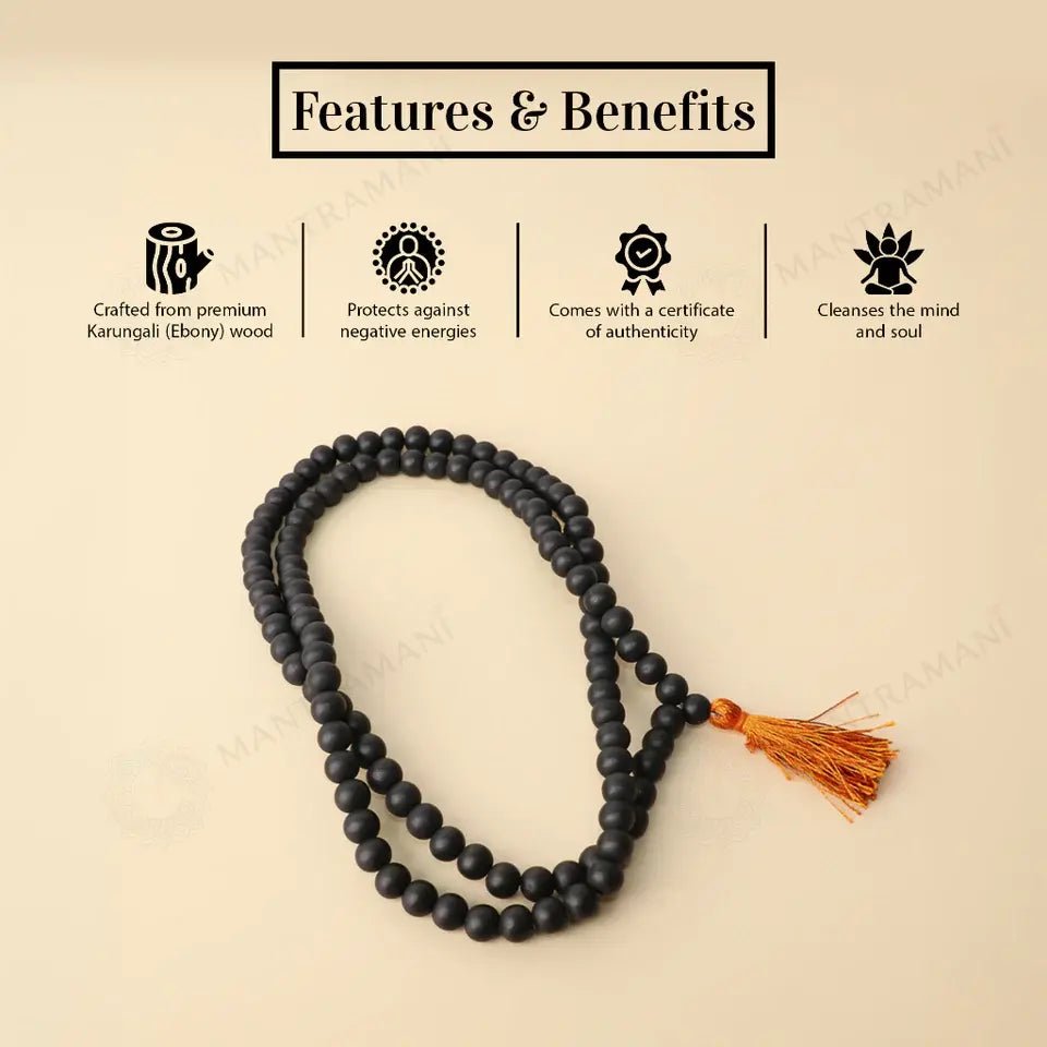MantraMani Divya Karungali Mala - Energized Vedic Gemstone Jewelry - MantraMani
