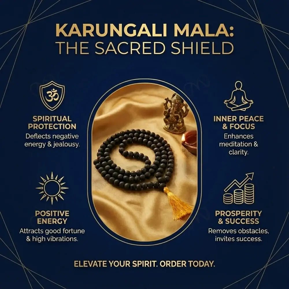 MantraMani Karungali (Ebony) Mala 108 Beads for Protection, Grounding & Spiritual Alignment - Energized Vedic Gemstone ...