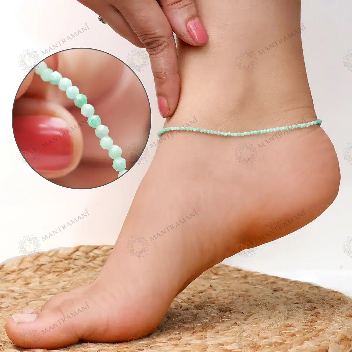 MantraMani Blue Amazonite Anklet