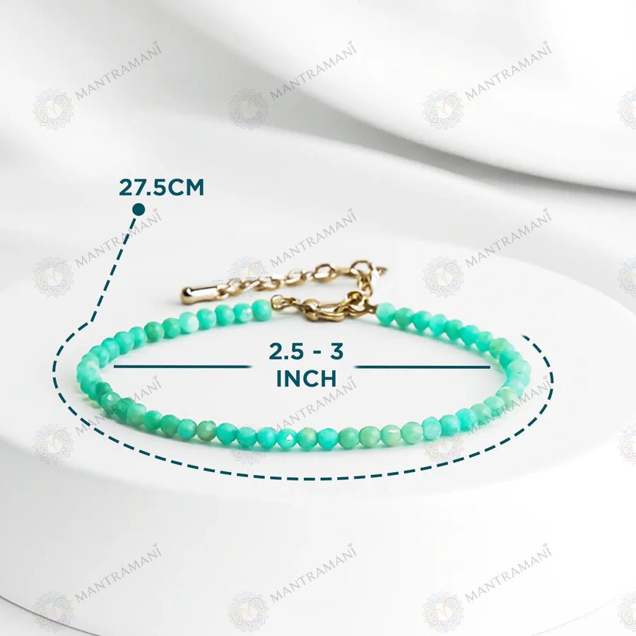 MantraMani Amazonite Diamond Cut Anklet: Enhances Love, Calms Your Mind, Beautifies Skin - Energized Vedic Gemstone Jewe...
