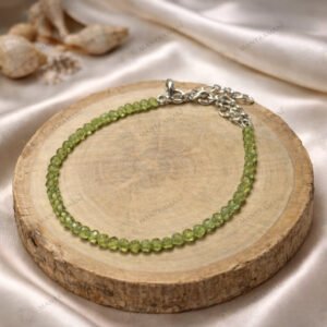 MantraMani Celestial Green Peridot Anklet 3mm – For spiritual alignment & joyful flow
