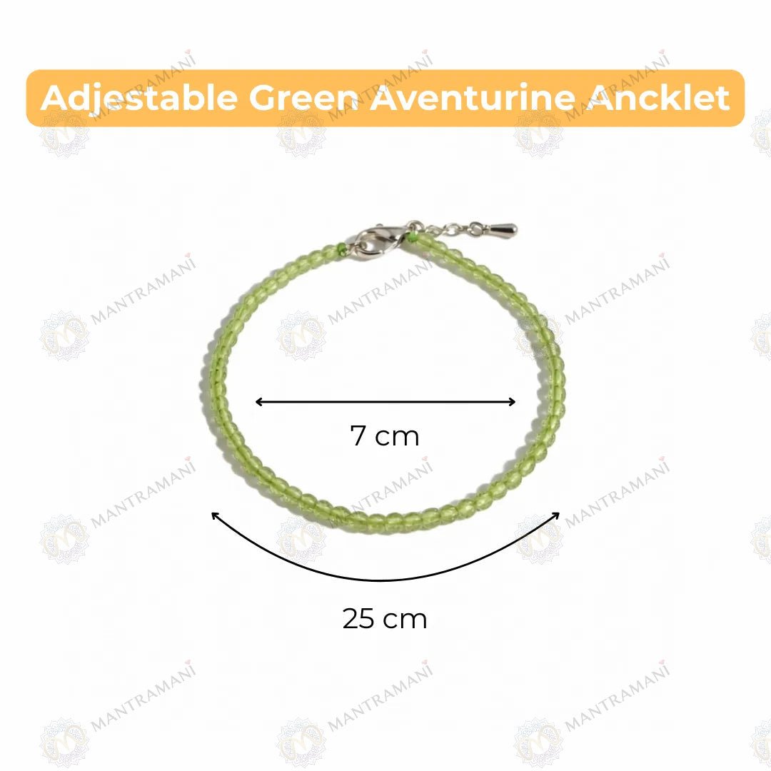 MantraMani Peridot Anklet - Energized Vedic Gemstone Jewelry - MantraMani