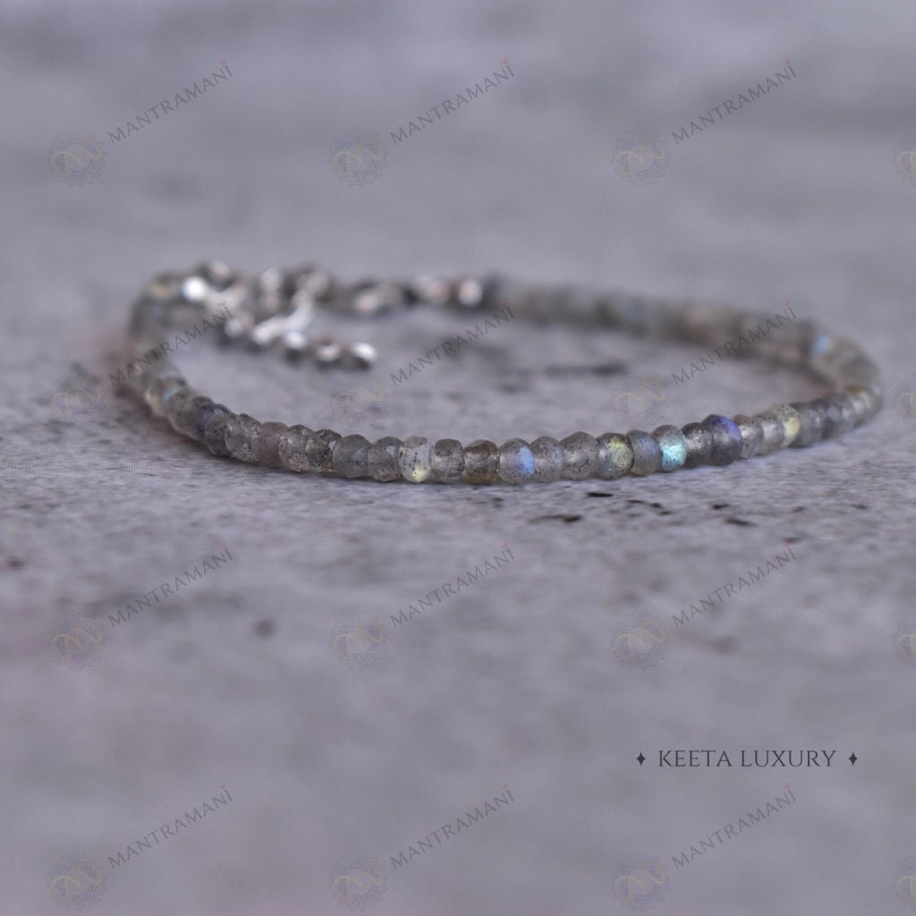 MantraMani Labradorite Anklet - Energized Vedic Gemstone Jewelry - MantraMani