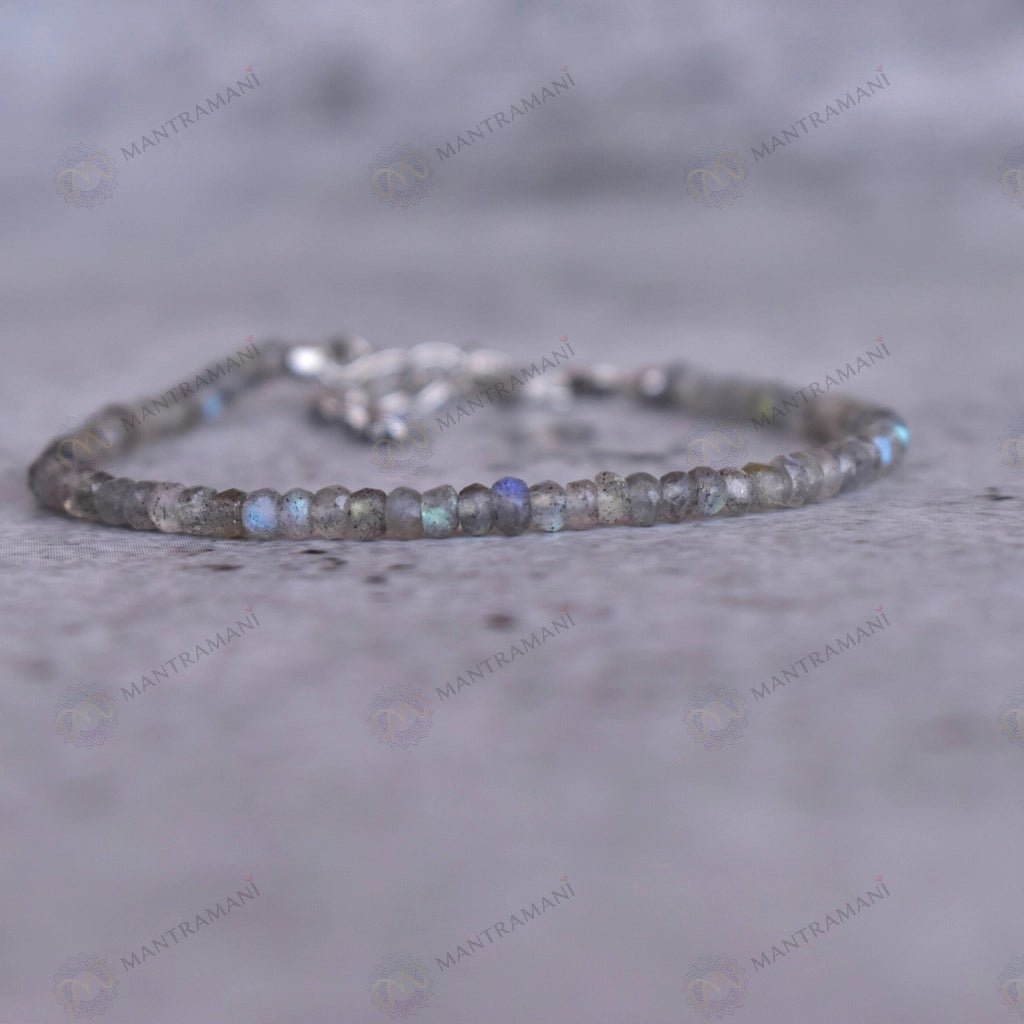 MantraMani Labradorite Anklet - Energized Vedic Gemstone Jewelry - MantraMani