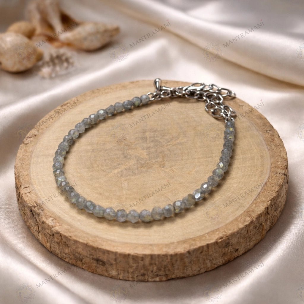 MantraMani Labradorite Anklet - Energized Vedic Gemstone Jewelry - MantraMani
