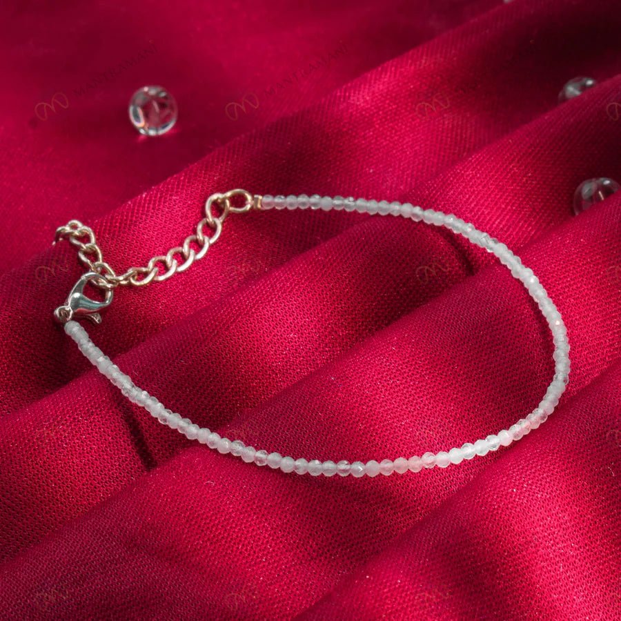 MantraMani Moonstone Anklet - Energized Vedic Gemstone Jewelry - MantraMani