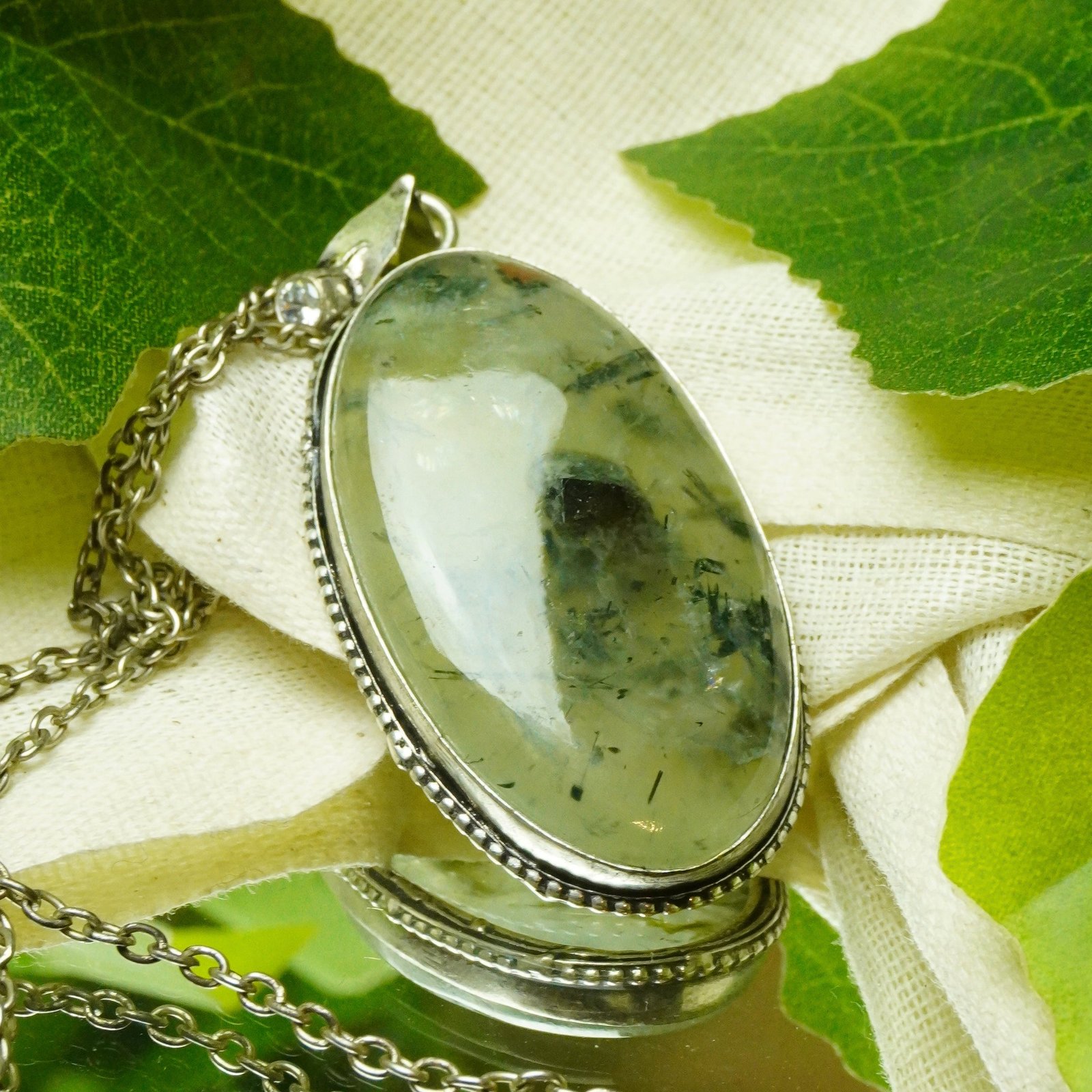 MantraMani Prehnite Crystal Fancy Pendant