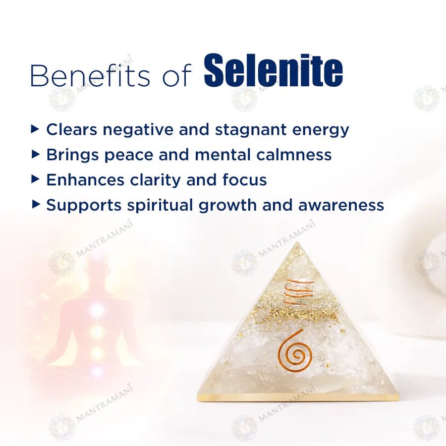 MantraMani Selenite Pyramid