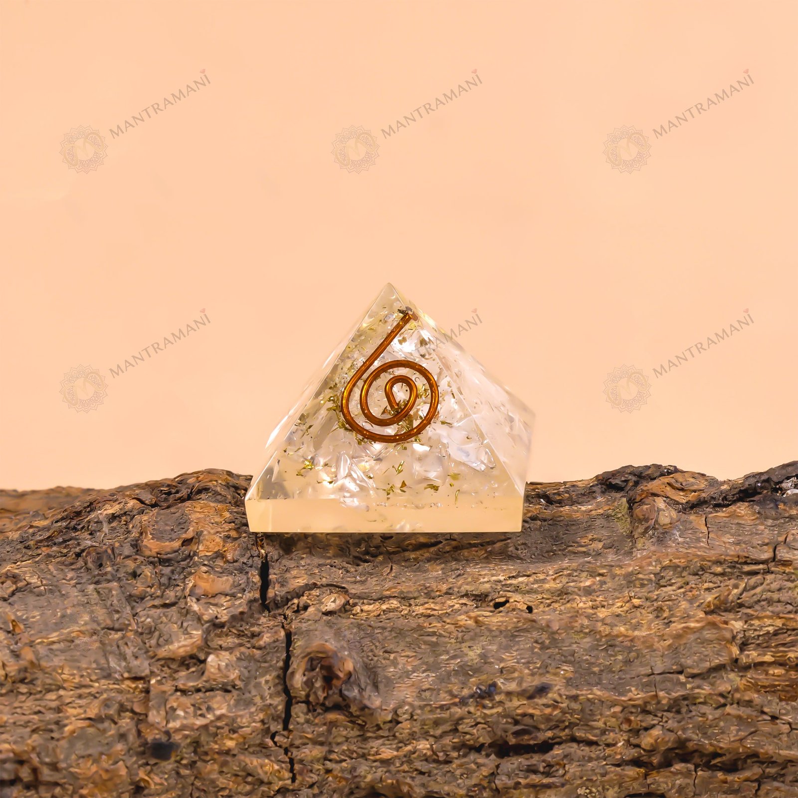 MantraMani Selenite Pyramid - Energized Vedic Gemstone Jewelry - MantraMani