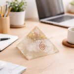 MantraMani Selenite Pyramid with Shree Yantra - Energized Vedic Gemstone Jewelry - MantraMani