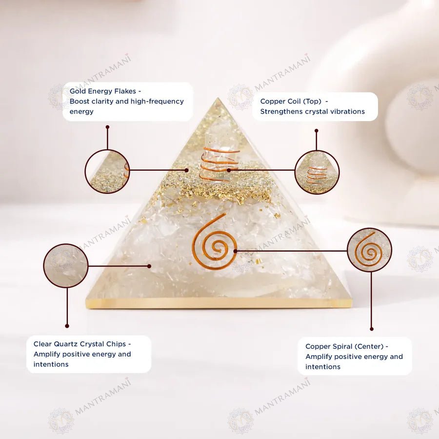 MantraMani Selenite Pyramid - Energized Vedic Gemstone Jewelry - MantraMani