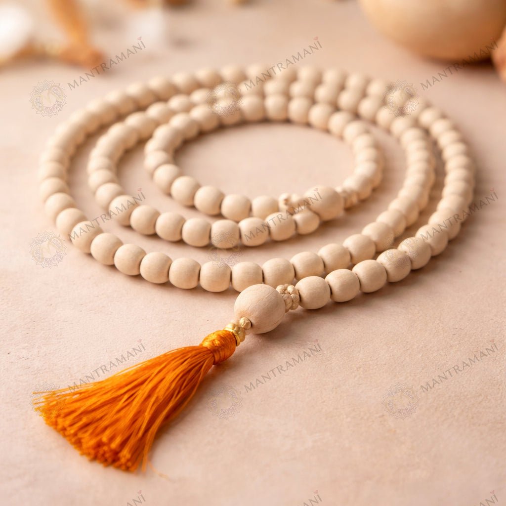 MantraMani Round Bead Tulsi Kanthi Mala - Energized Vedic Gemstone Jewelry - MantraMani