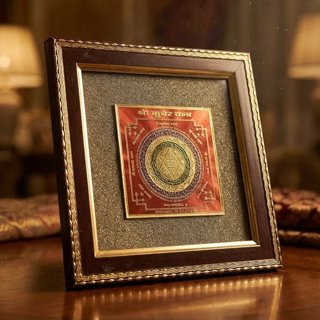 MantraMani® Shree Kuber Yantra on Raw Pyrite Frame