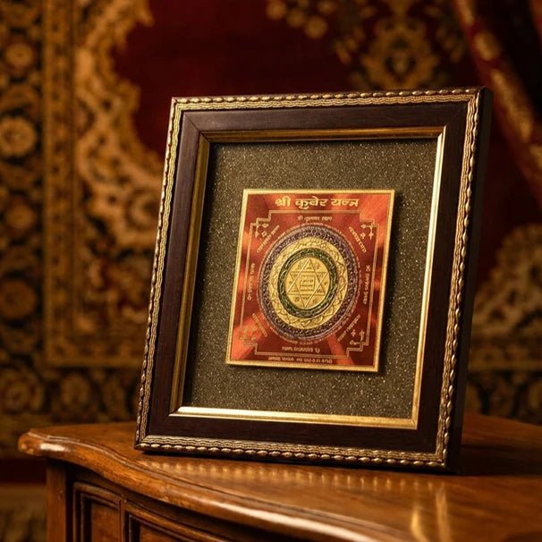 MantraMani Shree Kuber Yantra on Raw Pyrite Frame