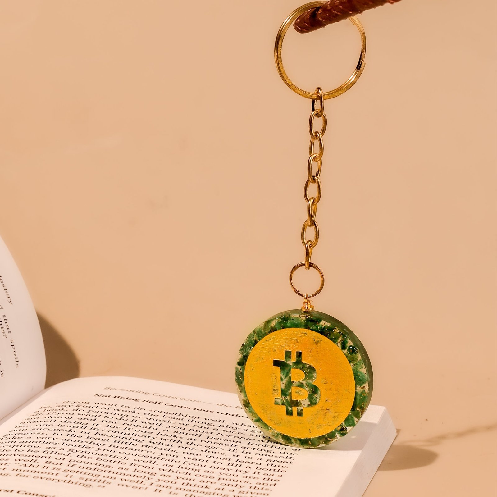 MantraMani Green Jade Keychain for Good Luck & Prosperity - Energized Vedic Gemstone Jewelry - MantraMani