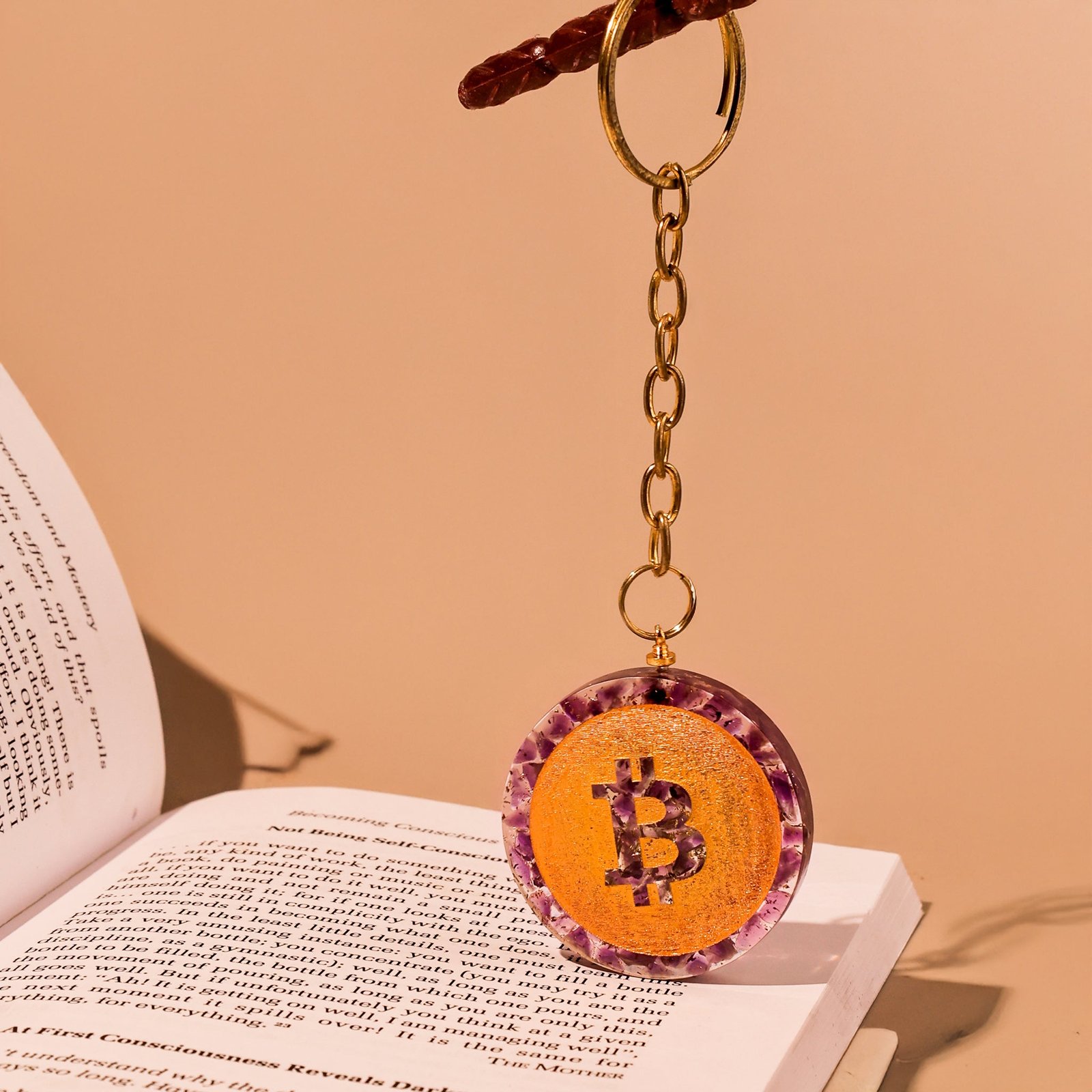 MantraMani Amethyst Keychain for Inner Peace & Anxiety Relief - Energized Vedic Gemstone Jewelry - MantraMani