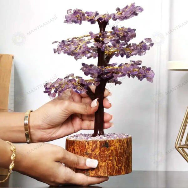 MantraMani Amethyst Crystal Tree for Luck, Intuition & Positive Energy