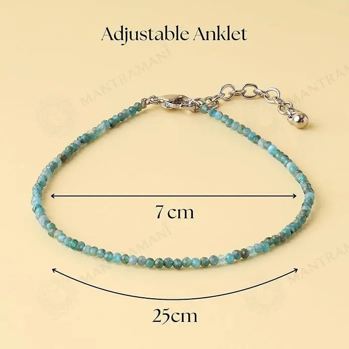 MantraMani Healing Stone Apatite Anklets: Encourage Manifestation and Protect Aura - Energized Vedic Gemstone Jewelry - ...