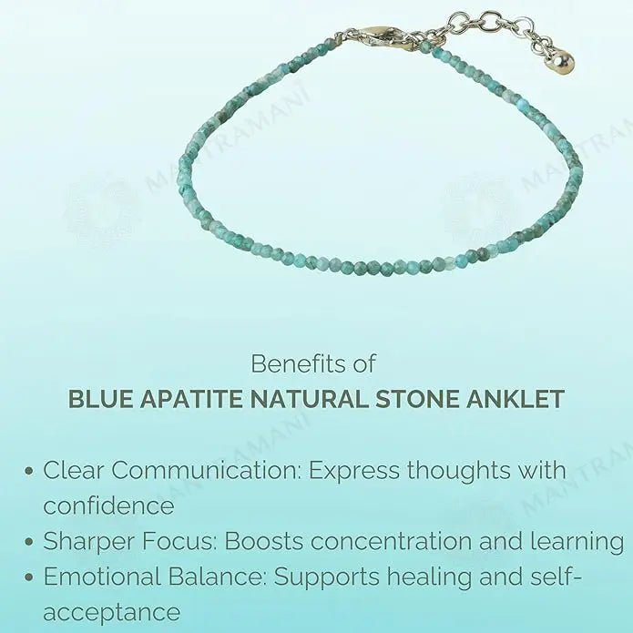 MantraMani Healing Stone Apatite Anklets: Encourage Manifestation and Protect Aura - Energized Vedic Gemstone Jewelry - ...