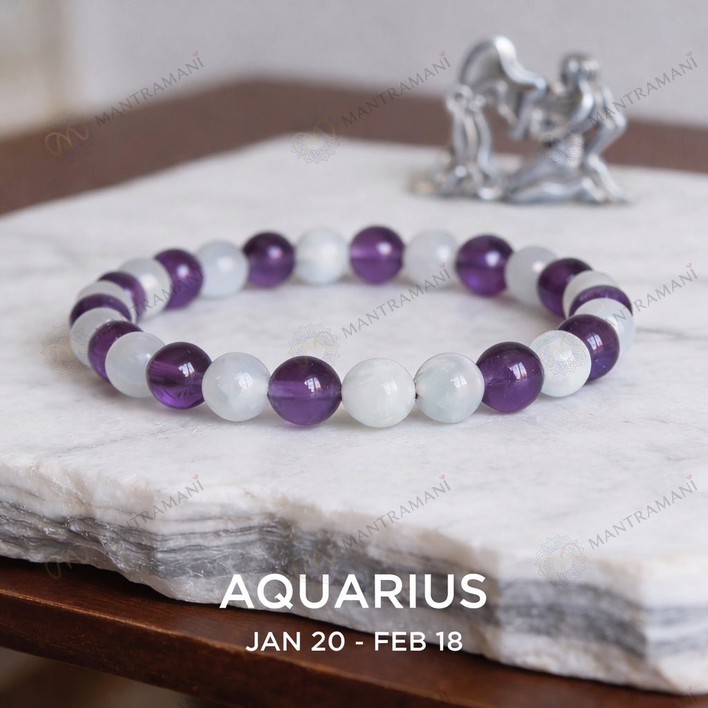 Aquarius Rashi Bracelet – Clarity & Calm | MantraMani