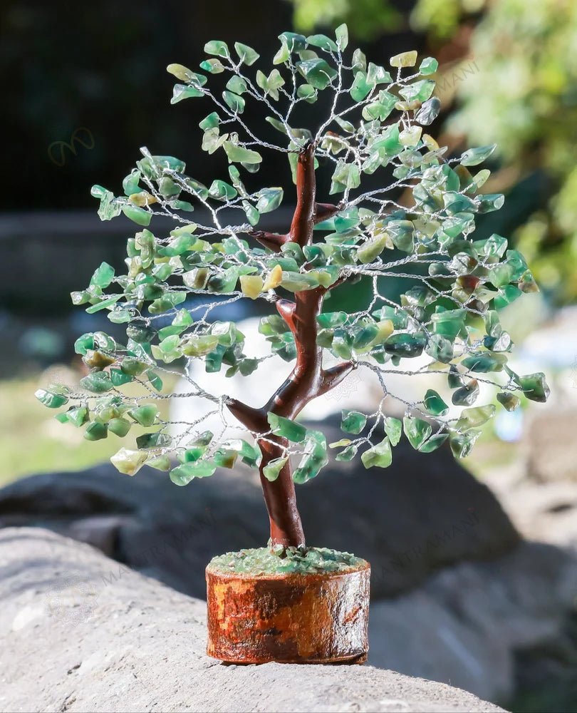MantraMani Green Aventurine Tree: Promotes Wealth Attraction & Money Growth - Energized Vedic Gemstone Jewelry - MantraMani