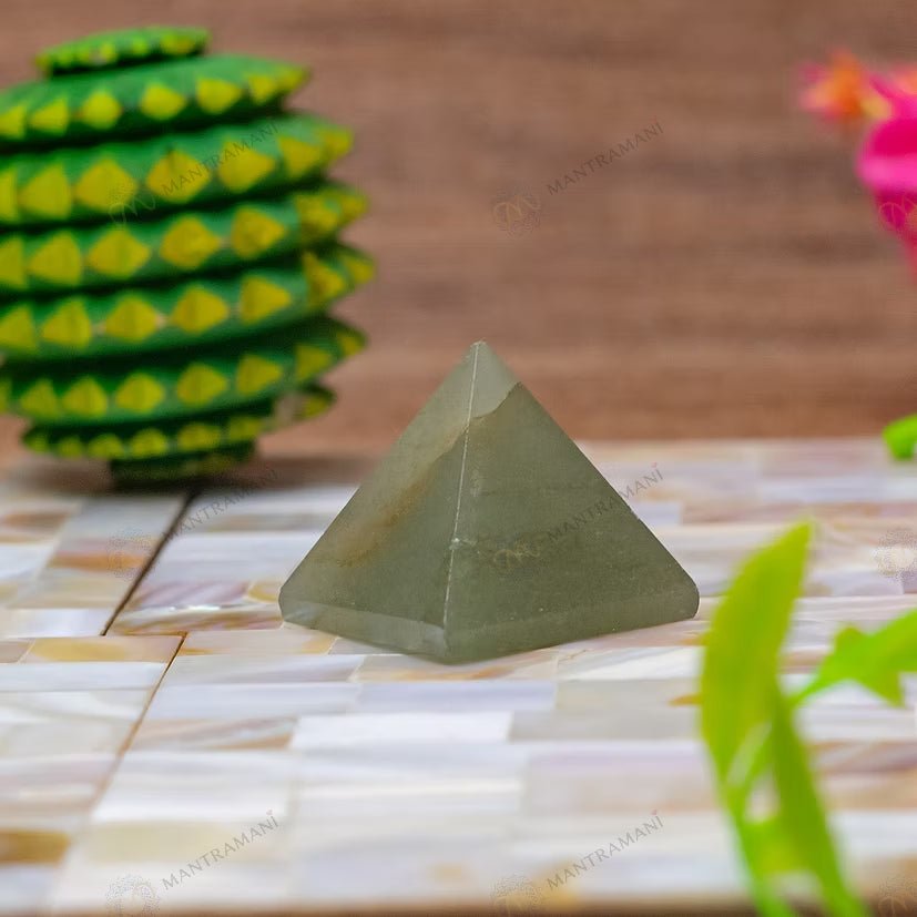 MantraMani Green Aventurine Crystal Pyramid - Energized Vedic Gemstone Jewelry - MantraMani